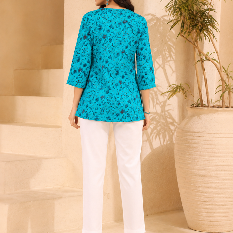 Floral Printed Cotton Co-Ord Set for Women | Stylish Ethnic Lounge Wear