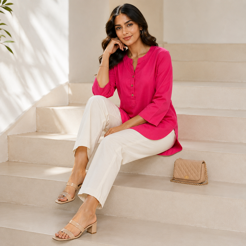 Pink Tunic Top for Women – Casual & Office Wear Kurti