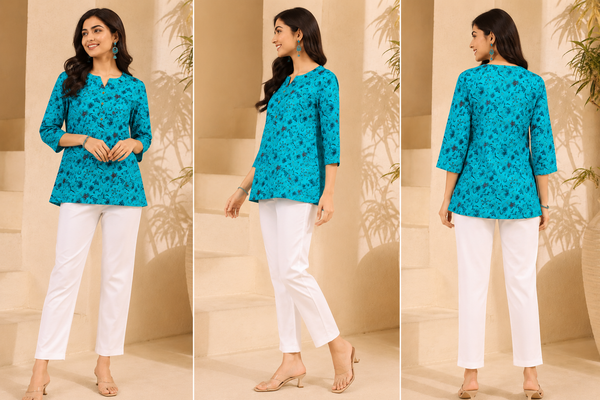 Floral Printed Cotton Co-Ord Set for Women | Stylish Ethnic Lounge Wear