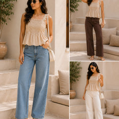 Beige Textured Smocked Peplum Cami | Women's Summer Tank Top