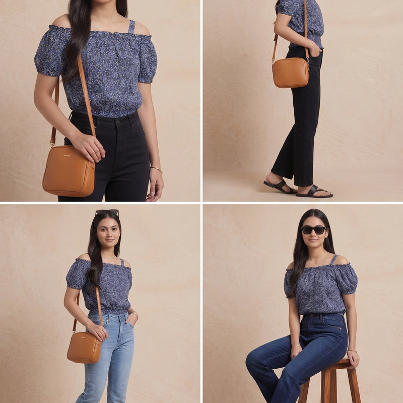 Blue Floral Off-Shoulder Smocked Top | Women's Casual Summer Blouse