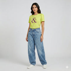 Empowering Lime Green Puff Sleeve Graphic Tee for Women | Casual Inspirational Wear