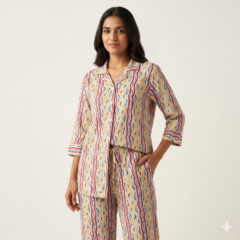 Women's Ikat Print Co-ord Set | Earthy 2-Piece Ethnic Outfit