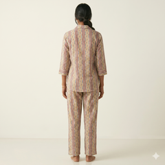 Women's Ikat Print Co-ord Set | Earthy 2-Piece Ethnic Outfit