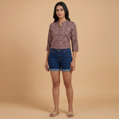 Women Cotton Printed Short Kurti Top | Casual & Office Wear Ethnic Kurti for Summer