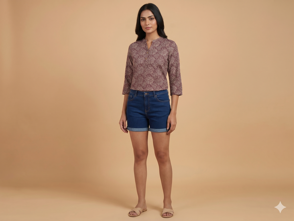 Women Cotton Printed Short Kurti Top | Casual & Office Wear Ethnic Kurti for Summer