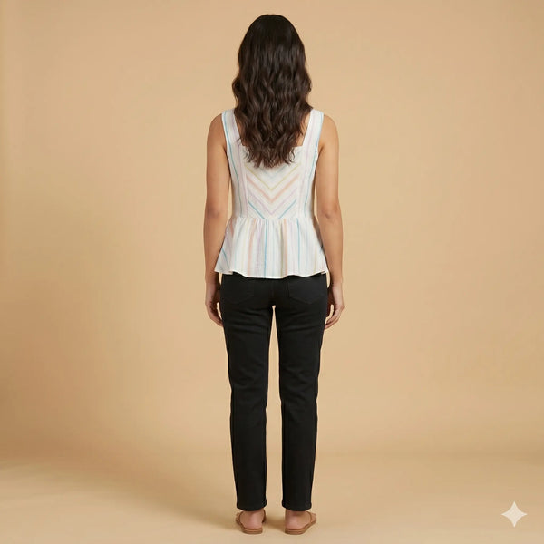 Pastel Striped Sleeveless Top for Women | Casual Summer Wear