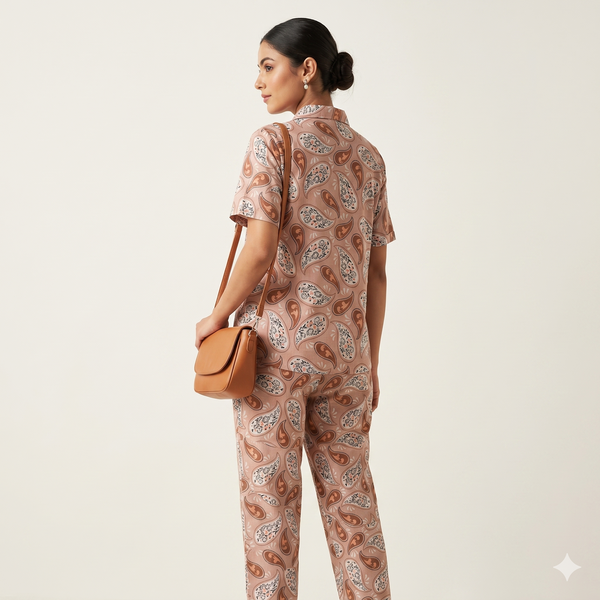 Women's Pink Paisley Print Co-ord Set | Chic Fusion 2-Piece Set