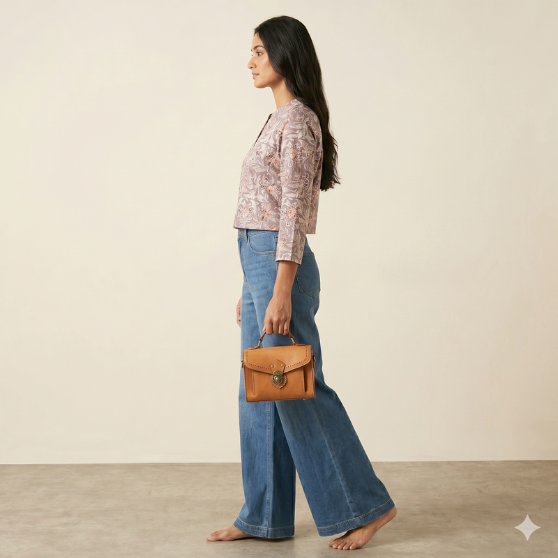 Pastel Floral Printed Short Kurti Top for Women – Casual Ethnic Crop Top