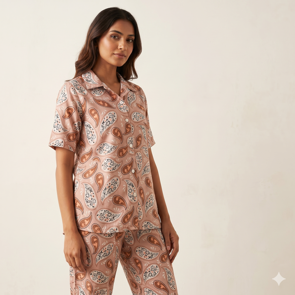 Women's Pink Paisley Print Co-ord Set | Chic Fusion 2-Piece Set