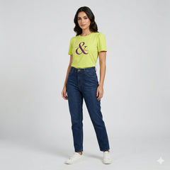 Empowering Lime Green Puff Sleeve Graphic Tee for Women | Casual Inspirational Wear