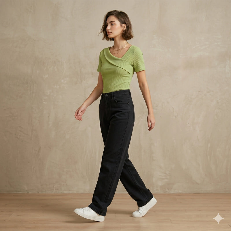 Pistachio Green Ribbed Wrap Top | Cute & Comfy Everyday Wear