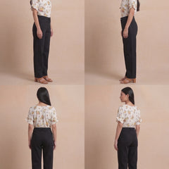 Cream Multi-Floral Gathered Blouse | Women's Casual Summer Top
