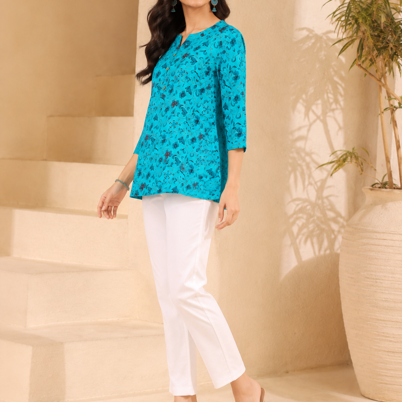 Floral Printed Cotton Co-Ord Set for Women | Stylish Ethnic Lounge Wear